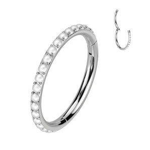 Side Facing Pave Pearl Clicker Hoop